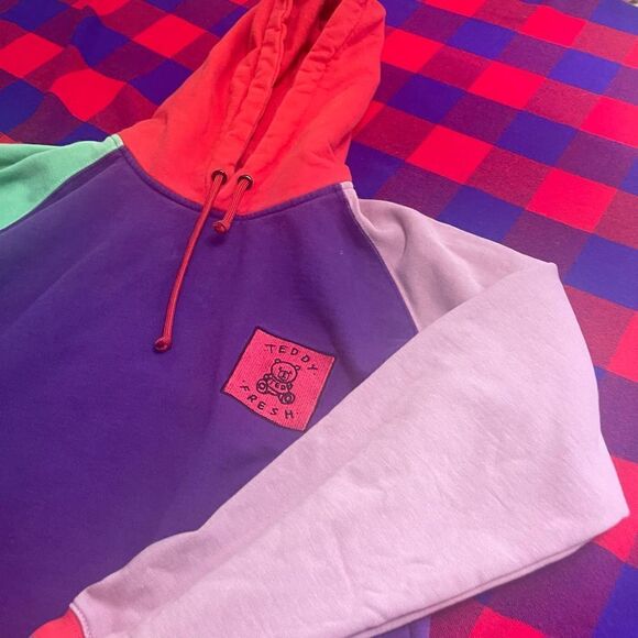 Teddy Fresh Colorblock Sweatshirt Hoodie Size Large - Picture 7 of 12